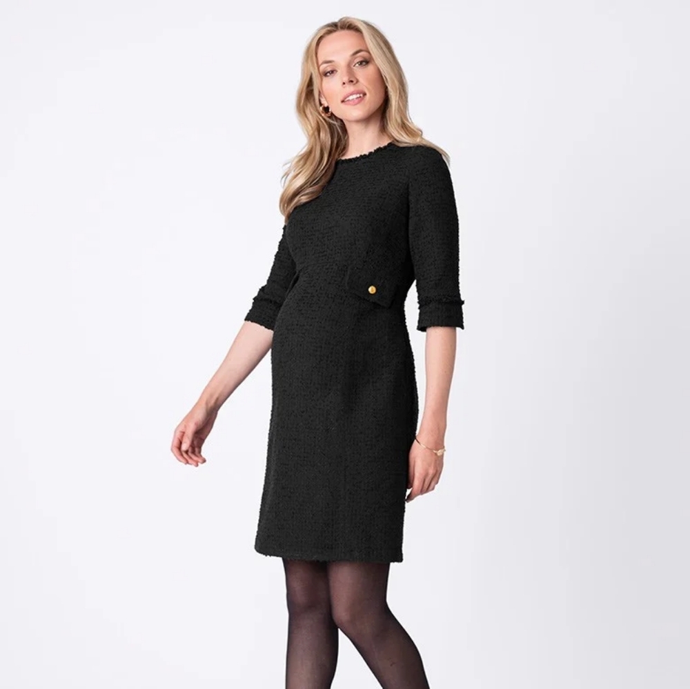 Seraphine Black Boucle Maternity Dress